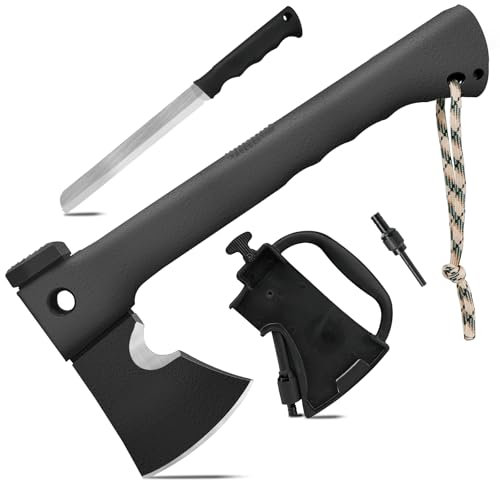 ZKH Hacha Camping 6 en 1, Herramienta Multifunción, Supervivencia en Camping, Cierre de Seguridad, Ligera, Fácil de Llevar Regalo de Hombre para Canguro, Outdoor, Reparación, Senderismo
