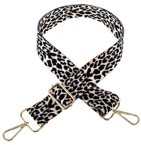 Nogeqi Leo Gurt Tasche Leopardenmuster Damen, Leo Taschengurt Breit 3.8cm, Taschen Gurte zum Wechseln, Verstellbar Schultergurt für Taschen Taschengurte Umhängetasche für Mädchen Diy Zubehör