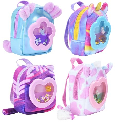 REAL LITTLES Breloques liquides, 1 sac à dos micro taille rempli de liquide avec fenêtre et petit charme animal flottant à l'intérieur, révélant 6 jolies surprises de papeterie sur le thème des petits