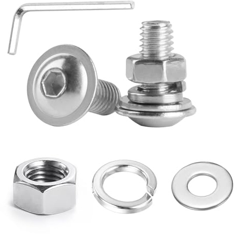 15 Pz Set di Viti M5 x 12mm, Bulloni e Dadi, Viti a Testa Bombata Flangiate e Dadi e Rondelle in Acciaio Inossidabile 304, Kit di Assortimento di Bulloni a Brugola, con Chiave