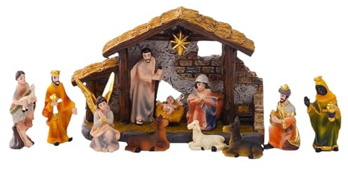 Julkrubba Jul 3.48 cm - Jesu Krubba Set,Resin Figur Prydnader För Bord Kyrka Inomhus Fest