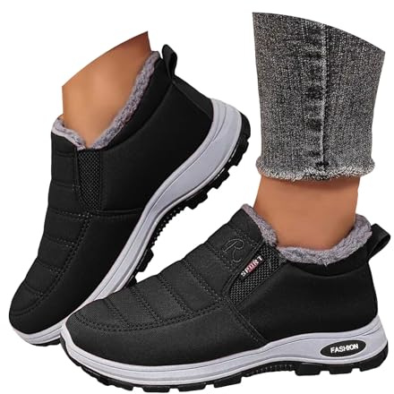 Stivali Donna Inverno, Stivaletti da Neve con Pelo Interno Caldo Antiscivolo, Scarponcini Slip On Comfortevoli e Pratici, Sneakers da Neve Ideali per Uscite, Passeggiate e Tempo Libero Inverno