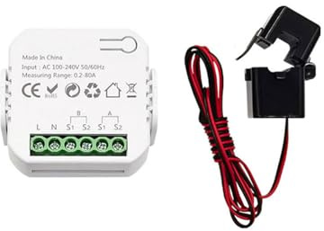Aumotop Compteur D'énergie Intelligent avec de la Puissance en Temps Réel, Fonction D'automatisation, Montage sécurisé sur Rail de 35 Mm (avec 1CT)