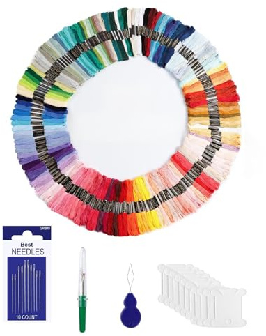 Romon Broderie 150 Couleurs, Kit De Broderie Fil Couture 8m/Rouleau, Compatible Avec Machines à Coudre, Pour Point De Croix Et Bracelets Brésiliens
