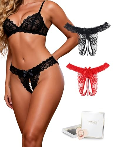 ohmydear Perizoma Donna Aperto in Pizzo Confezione da 2 Pezzi