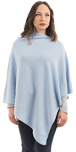 Dalle Piane Cashmere - Poncho kashmirblandning - Made in Italy - Kvinna, Färg: Sky, en storlek