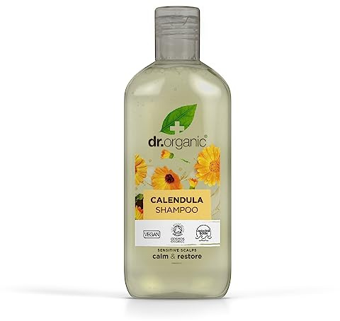 Dr Organic Calendula Shampoo, Fragrance Free, Sensitive Skin, Natural, Vegan, Cruelty-Free, Paraben & SLS-Free, Recyclable & Recycled Ocean Bound Plastic, Certified Organic, 265ml, Packaging may vary