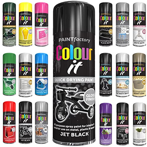 Classic Signature - 1 x All Purpose Black Gloss Aerosol Spray Paint 250ml Quick Drying Spray,Fast Dry and Excellent Coverage for Wood, Metal, Plastic and more