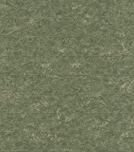 Rasch 554359 Carta da parati in tessuto non tessuto verde con struttura geometrica e dettagli dorati della collezione Composition-10,05 0,53 m (L x l)