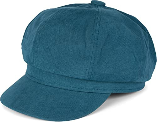 styleBREAKER Damen Ballonmütze aus weichem Stoff, Schirmmütze Vintage Style, Bakerboy Schiebermütze, Newsboy Cap 04023086, Farbe:Petrol