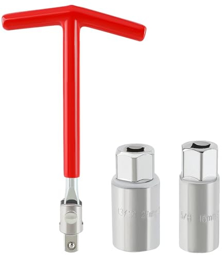 AUTOKAY Spark Plug Socket Wrench T-Handle 16mm 5/8 Inch and 21mm 13/16 Inch Removal Tool Fits for motorcycles, lawn mowers and small motor vehicles, etc.