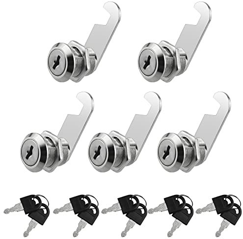 XINMEIWEN Lot de 5 serrures à came de 20 mm avec clés identiques pour sécuriser votre armoire de fichiers, tiroirs, boîte aux lettres de camping-car, porte et boîte à outils
