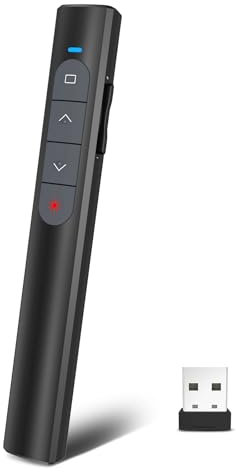 UBUYUONE Presenter, kabelloser Präsentationsfernbedienung, Pointer für Präsentationen, Powerpoint Fernbedienung Präsenter für Windows Computer Mac Laptop, Unterstützt Hyperlink/Lautstärkeregler