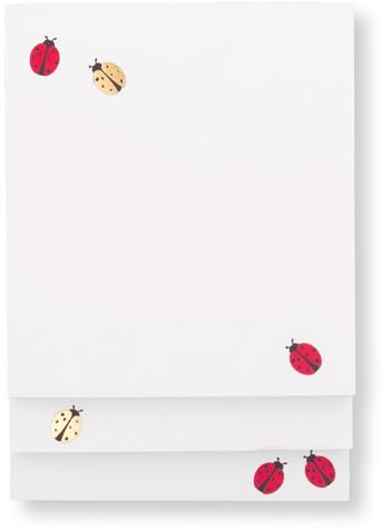 kate spade new york Stacked Notepad Assorted Sizes, Includes 3 Cute Notepads with 75 Sheets Each, Colorful Pads of Paper for Desk Notes (Ladybug Dot)
