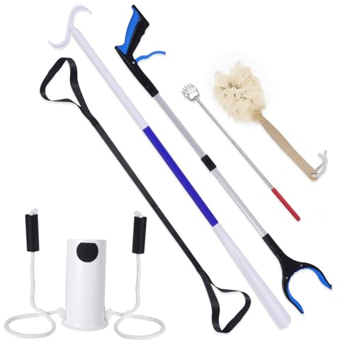Kit de cadera 6 en 1, adecuado para pacientes de cirugía de rodilla o espalda, kit de recuperación de reemplazo de cadera, alcance plegable, palo de vestir para calzado, ayuda para calcetines
