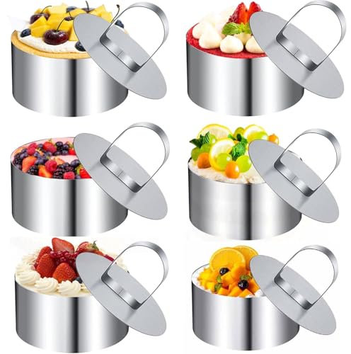 6 Pièces Cercle à Patisserie, Emporte-Pièces Ronds, Moule à Cake DIY Moule à Gâteau Nourriture Cuisson Présentation Anneaux Moules à Tartelettes, Moule à Mousse pour Dessert Gâteau