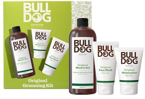 Bulldog Skincare - GiftSet for Men - Mens Grooming giftset - Original Grooming Kit - It includes Original Face Moisturiser, Face Wash and Shower Gel