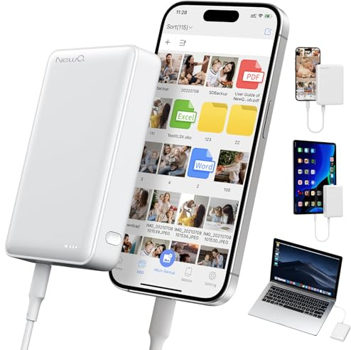 NEWQ Hard Drive for Phone & Computer: USB Flash Storage Device Photo Memory Stick for iPhone, iPad, MacBook Compatible with Apple iOS & Android Cellphone Backup Pictures, Videos, Etc (2, TB)