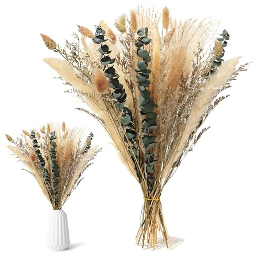 behone Torkade blommor, konstgjorda blommor Deco, pampa,torkade pampasdekoration, naturliga torkade blommor, bukett torkade blommor, boho-dekoration, heminredning, vardagsrumsdekoration