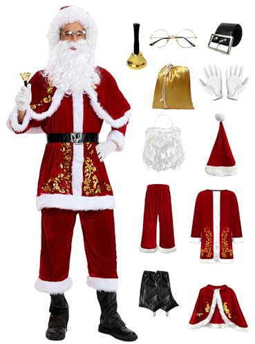 Feynman Santa Claus Deluxe, Santa Costume Costume Party Cosplay pour adulte Red, Santa Claus Santa Claus - 11-Part