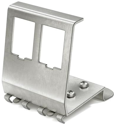 HB-DIGITAL Adaptador de riel para módulo Keystone RJ45 de 2 puertos, soporte de metal de acero inoxidable, 1,5 mm, para montaje en riel DIN de 35 mm, adecuado para módulos Keystone de 14 x 16 mm