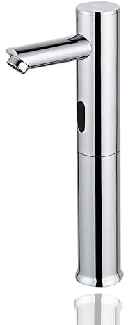 HOMSSY Robinet Électronique Haut avec Capteur, Robinet Automatique 1 Eau, Capteur Infrarouge Sans Contact, Mélangeur Eau Froide ou Chaude, Laiton Chromé Résistant (1 Eau)