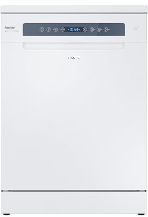 Candy Rapidò CF 5C7F1W, Lavavajillas 60 CM, 15 Servicios, Digital, WIFI, 8 Programas, Motor Inverter, Inicio Diferido 1-23H, Indicador Sal y Abrillantador, Tercera Bandeja, 47DB, Blanco