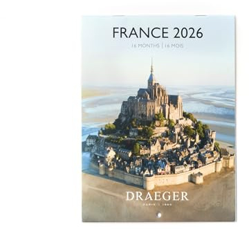 DRAEGER PARIS 1886 - Petit Calendrier mural 13x18 cm 2026 - Thème France - 12 mois - Papier FSC - Illustrations détachables