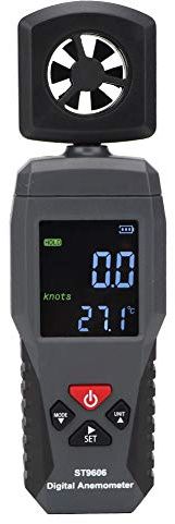 Walfront Handheld-Digital-Anemometer-Windmesser, Tragbarer Windmesser, LCD-Display, Anemometer, Passend für HVAC, Segeln, Angeln und Outdoor ST9606