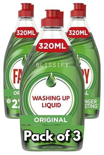 Blissify - Faairrry Original Washing Up Liquid - 320ml Bottles - Pack of 3 - Concentrated Dishwashing Detergent with 2X Longer Lasting Formula - Fresh Scent