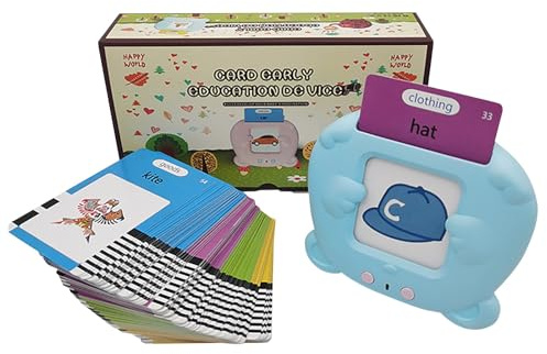 1 3 Year Old Bilingual Spanish And English Speaking Card Two Pocket Speech T Herapy Toys With 224 And 510 Words Montessori Language Learning Toy Children's Sensory Learning (Sky Blue, 11X9X4cm)