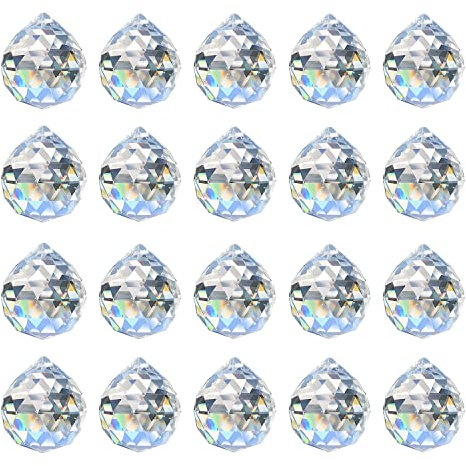MerryNine Boule de Cristal Clair Prisme Attrape-Soleil Pendentifs Arc-en-Ciel Maker, Hanging Crystals Prisms for Windows, for Feng Shui, for Gift(30mm/1.18 20pack)