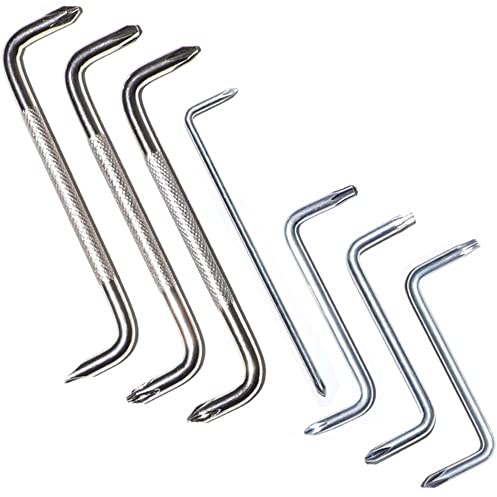 7 Pcs Right Angle Screwdriver, Angled Screwdriver for Tight Spaces, Offset Screwdriver Set PH0/PH1/PH2/PH3/T15/T20, Flexible Flat Head 90 Degree Screwdriver, Z/L-Type Double Screwdrivers