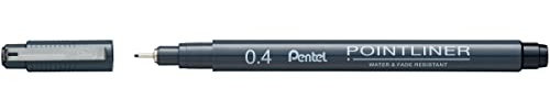 Pentel Pointliner S20P-4A, Fineliner, schwarz, wasserfest und lichtecht, 0.4 mm, 1 Stück (1er Pack)