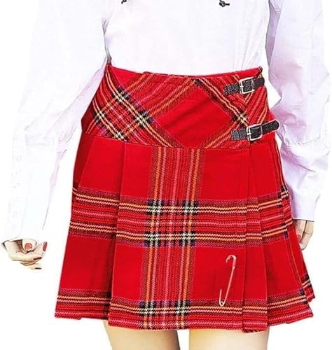 Gonna da donna, kilt mini, tartan scozzese tradizionale - BRAW CLANS TARTANS - Bretelle regolabili - Taglie UK: 6 a 26 - Black Watch, Royal Stewart & altro, Royal Stewart, 40-42