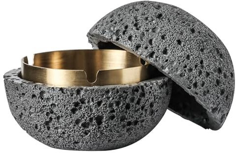 TNSLAND Mode-Mülleimer, Beton+Innenzylinder aus Metall Leicht zu Reinigen (Dunkelgrau)