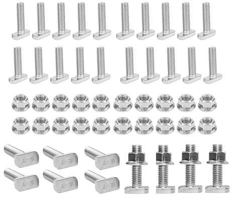 Tornillos de cabeza de martillo M10 x 25, 20 unidades, juego de tornillos de cabeza de martillo, tuercas de cabeza de martillo para tornillos de raíl de anclaje, invernadero de acero inoxidable