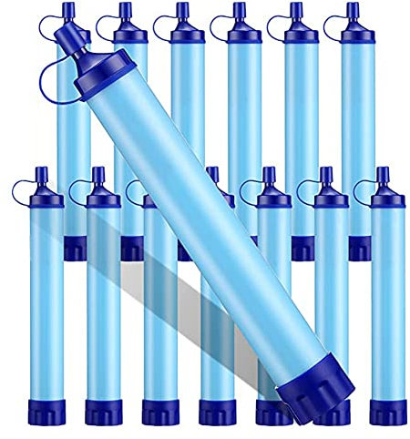 Luejnbogty 14 Stück Wasserfilter-Strohhalm, Wasserreinigungsgerät, Outdoor-Filtration, Überlebensausrüstung, Notfallset