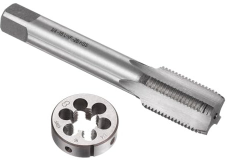 QUARKZMAN 2-teiliges Gewindebohrer- und Schneideisen-Set, 3/4-16 UNF Gewindebohrer & Rund-Schneideisen, Gewindeschneidwerkzeug-Set für Muttern, Schrauben und Gewindereparatur