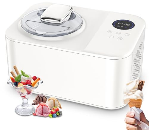 HYQNG Sorbetière Automatique pour la Maison 1,2 L avec compresseur, sorbetière à compresseur avec écran LCD, Machine réfrigérante pour Enfants, Maison, Vacances