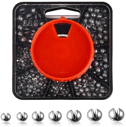 Dokeno Angelblei Bleischrot Set, 179 Stück Schrotblei Mit Aufbewahrungskiste, Herausnehmbare Blei Gewichte in 7 Größen 0,2g/0,35g/0,4g/0,6g/0,8g/1g/1,5g