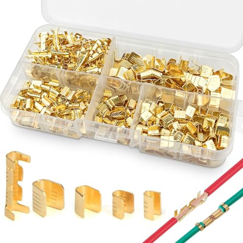 xinzhanEU 500pcs Laiton Bornes à Sertir Bornes à Sertir Électrique Cinq Tailles avec Pince à Sertir et Boîte de Rangement, pour Connexion de Câble et Réparation