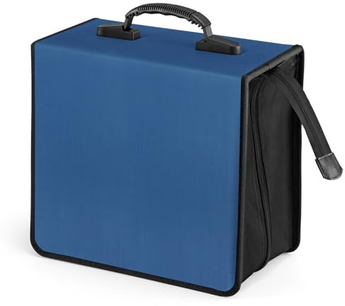 LN COZY CORNER 400 Capacity CD Case Portable Blu-ray/DVD/VCD Binder Storage Wallet with Zipper & Handle, Large Protective Sleeves Media Holder for Dis Car Office Home Blue