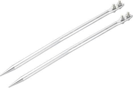 sourcing map 2 Pcs Ground Rod Hot Galvanized Grounding Pin 3.3ft Straight Double Hole Grounding Stake for Antenna Satellite Dish Electric Fence