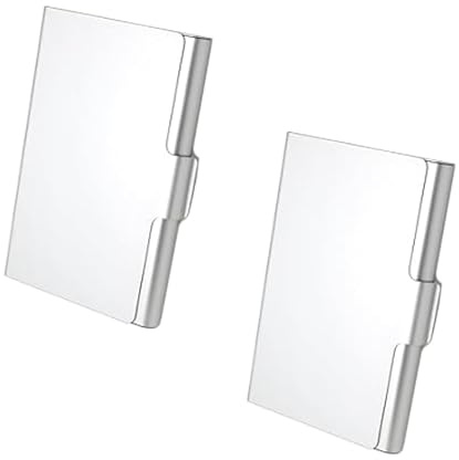 WANTUSHUI 2 fundas para tarjetas de visita, almacenamiento de tarjetas de visita, tarjetero para hombre, tarjetero de metal, para tarjetas de visita, de acero inoxidable, para puerta, plateado