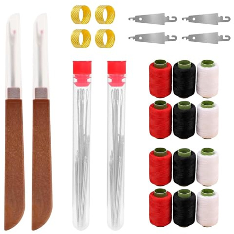 74pcs Sewing Tool Set, 5 Sizes 50 psc Stainless Steel Hand Sewing Needles, Big Eye Hand Needles Set with 12psc Threads, Sewing-Accessories Supplies, Complete Sewing-Kits for Adults Craft Sewing-Making
