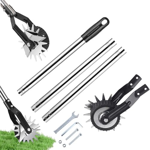 Cortabordes Giratorio con Rueda, cortabordes Manual para césped, cortabordes manuales para jardín con Mango Resistente de Acero Inoxidable de 3 Secciones para Jardines Interiores y Exteriores 1.2m