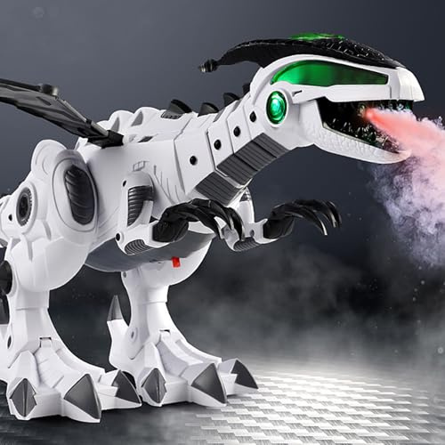 Lazmin112 Dinosauro Ambulante Giocattolo Nebbia Elettrica Che Spruzza Drago con Luci e Suoni per il Premio in Classe per Bambini Verde Bianco (GREEN)