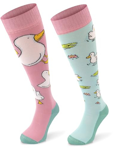 COMODO TECHNICAL SOCKS - Calcetines de equitación - Calcetines hasta la rodilla - Calcetines finos con estampado - Transpirables, Verano, Coloridos, SJBW, XS (31-34), DUCK-60