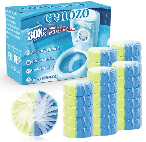 30 Piezas de Limpiador para Inodoro,Limpiador para Cisterna de Doble Acción (50 g/Tableta),Previene la Cal y la Suciedad,Protege el Esmalte,Aroma Refrescante